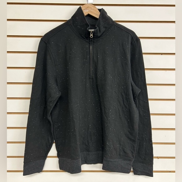 BILLY REID Donegal Rib Half Zip Pull‎ Over Black Speckled Shirt NWT Size Large - Picture 1 of 15